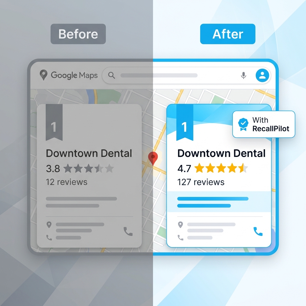 Before and After RecallPilot — 3.8 stars 12 reviews to 4.7 stars 127 reviews